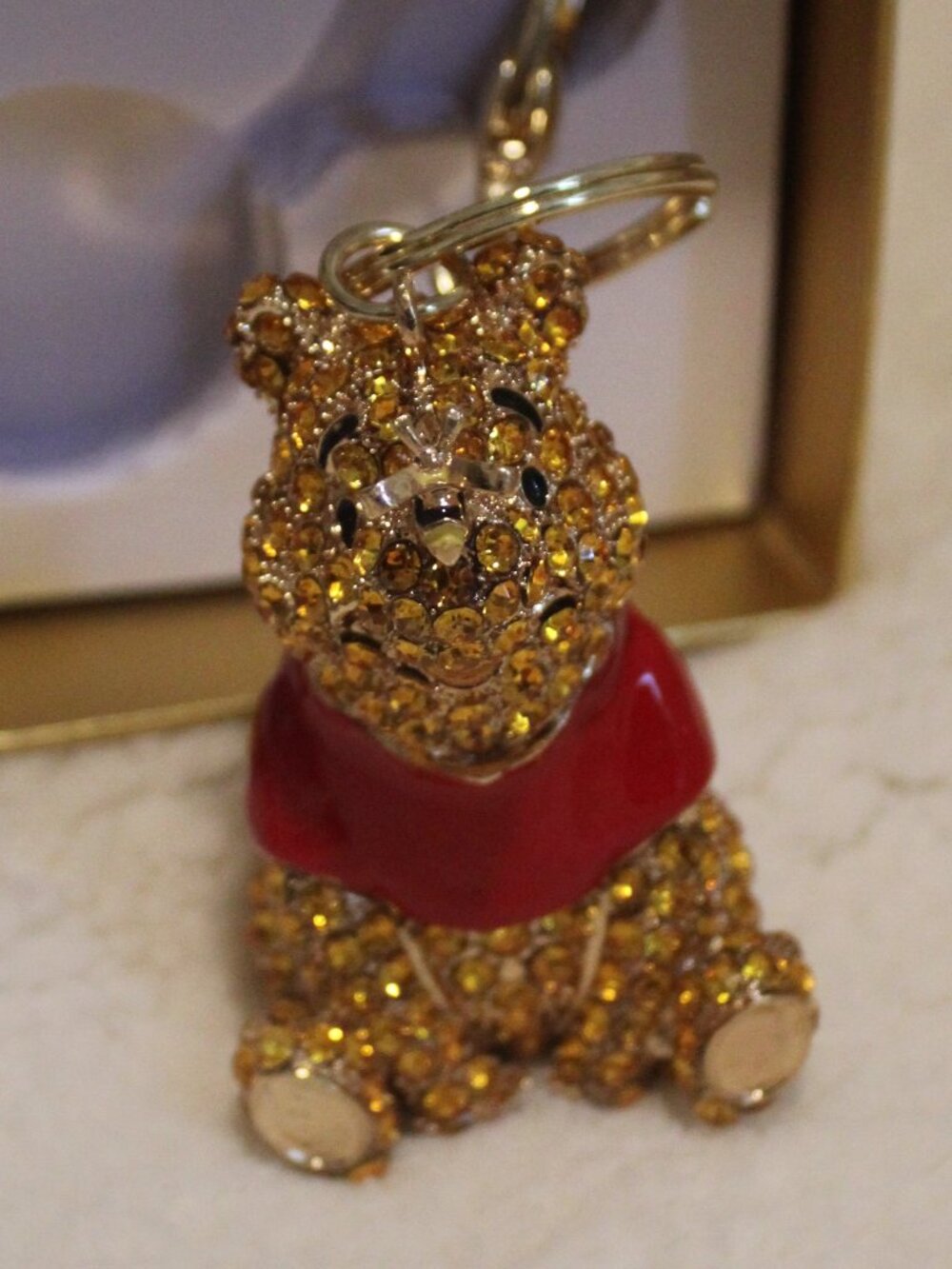 Gold and Red Crystal Crown Key & Card Holder Charm